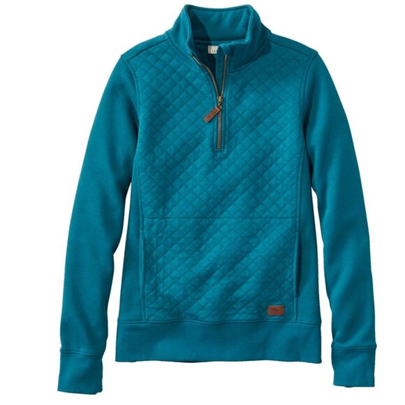L.L. Bean Jackets & Blazers - L.L. Bean Women's Quilted Quarter-Zip Pullover Deep Turquoise, Size Large Petite